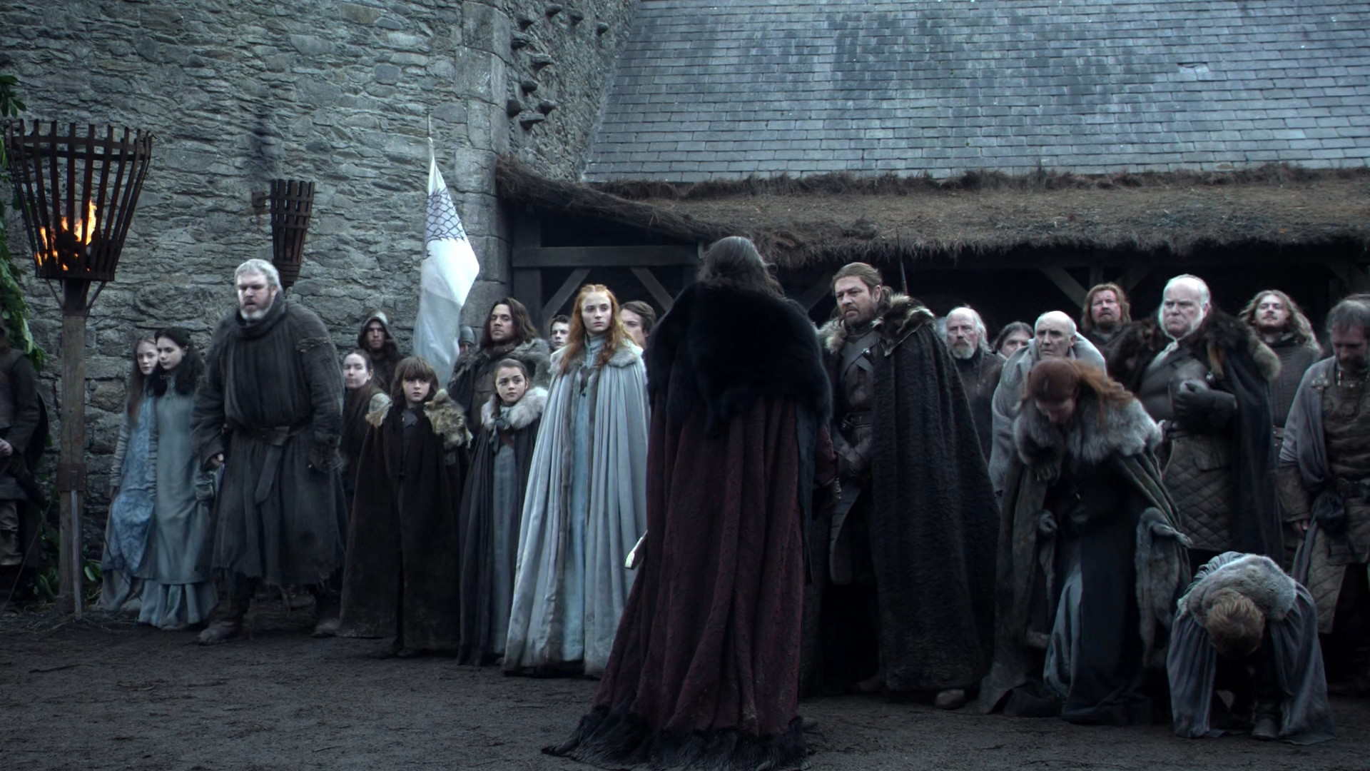 Robert Baratheon face à la cour de Winterfell lors du pilote