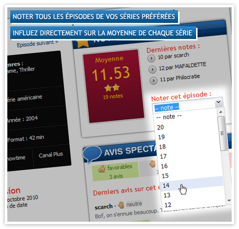 Notez tous les épisodes de vos séries préférées