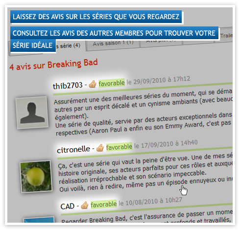 Laissez des avis sur les séries que vous regardez