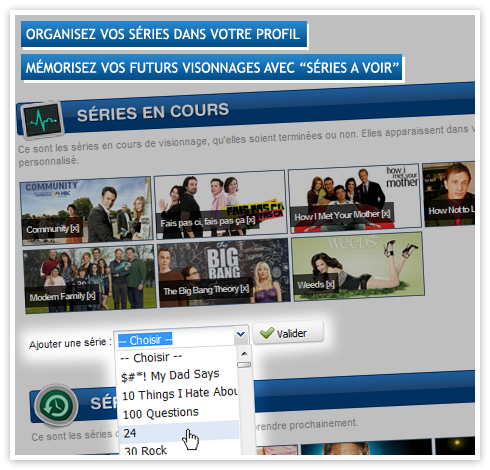Organisez les séries dans votre profil
