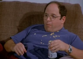 George Costanza de Seinfield mangeant comme un cochon