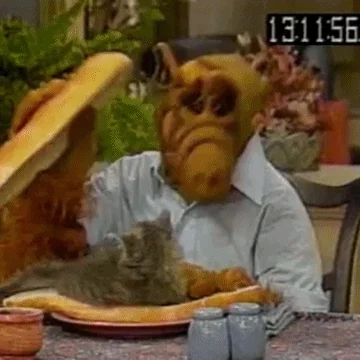 Gif Alf se fait un bon casse-croûte